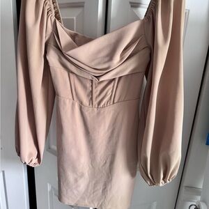 Elegant Cream Off-Shoulder Dress